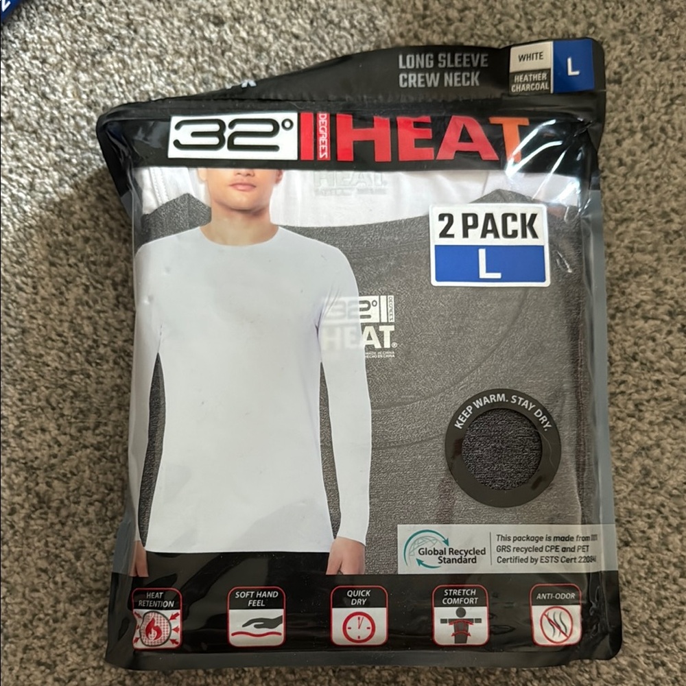 32 Degrees Heat Long Sleeve Crew Neck 2 Pack